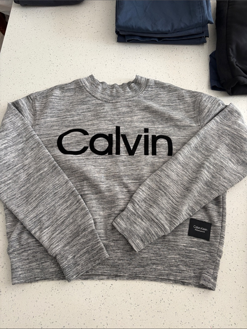 Calvin Klein Gray Crewneck Sweatshirt with Bold Calvin Logo